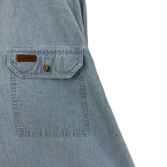 Carhartt Large Denim Button Up Long Sleeve Shirt Cotton Blue Mens - Picture 12 of 16